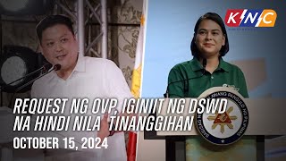 Request ng OVP iginiit ng DSWD na hindi nila tinanggihan  Kidlat News Update Oct 15 2024 12NN [upl. by Bergstrom]