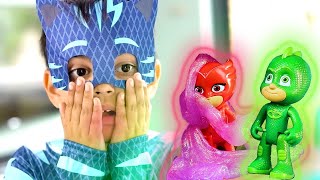 PJ Masks in Real Life GIANT Catboy vs Tiny Toys Gekko and Owlette ⚡️ Halloween PJ Masks [upl. by Zelda]