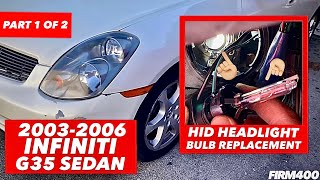 20032006 INFINITI G35 D2S HID HEADLIGHT BULB REPLACEMENT INSTALLATION [upl. by Jerrome]