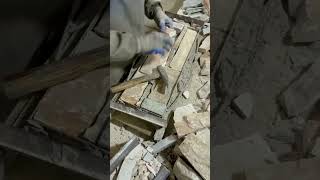 The old stonemason is splicing the stone slabs with broken stones [upl. by Warchaw]