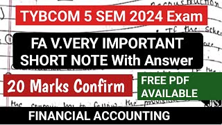 📝FA Short Note With answer Explanation  Tybcom 5 Sem Financial Accounting  20 Marks Imp Short Note [upl. by Hollington]