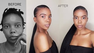 HOW TO SLEEK LOW PONYTAIL ON SHORT NATURAL HAIR 4CDEEP SIDE PART NO HEATSOUTH AFRICAN YOUTUBER [upl. by Geraldine180]