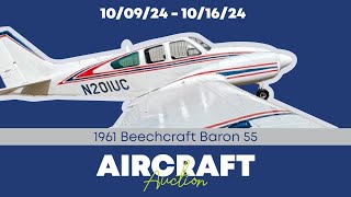 1961 Beechcraft Baron 55  N201UC  Online Auction Starts October 09 2024 [upl. by Piane386]