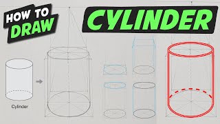 How to Draw a CYLINDER  Simple Easy Step By Step  Beginner [upl. by Htenay]