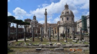 Trajans Column and Trajans Market in Trajans Forum in Rome Italy [upl. by Yorker]