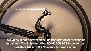 Shimano Altus RDM2000 SGS Shadow DA 9speed rear derailleur matched the Shimano 7speed system [upl. by Derna]