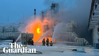 Fire breaks out at Russian gas terminal in Baltic Sea port [upl. by Enilatan]