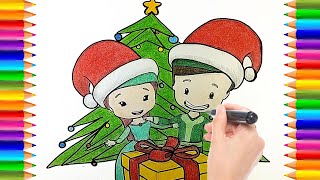 Cómo dibujar y colorear a los Pequeños Héroes en Navidad [upl. by Hinda]