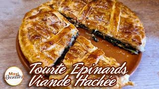 Tourte Epinards Viande Hachée Oignon  Recette Facile [upl. by Cutlip]