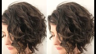 How to cut a Graduated Bob Haircut for Curly Hair Layers Bob Haircut [upl. by Eikciv362]