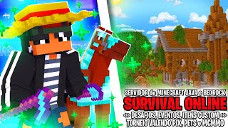 NOVO SERVIDOR DE SURVIVAL ONLINE para MINECRAFT BEDROCK e JAVA com MCMMO TORNEIOS SPAWNERS e FARM [upl. by Ailuy249]