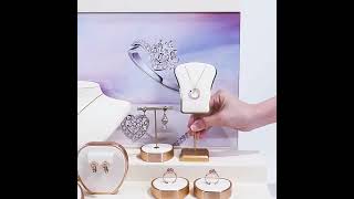 Popular Off White Velvet Gold Metal Jewelry Showcase Display Set jewelry jewelrydisplay [upl. by Asset]