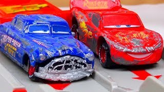 Crashed Disney Cars Toys Launcher Race Tournament  Ladybird TV [upl. by Akeit]