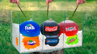 Experiment Giant Balloons of Coca Cola amp Fanta amp Mirinda amp Mountain Dew VS Mentos [upl. by Eeraj]