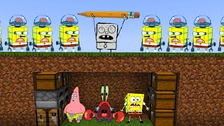 Minecraft Speedrunners VS 2 Hunters DoodleBob amp 10 SpongeBob Robots [upl. by Notgnilliw503]