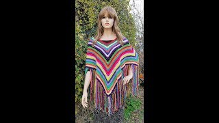 HOW TO CROCHET  EASY PONCHO  The SCRAP HAPPY PONCHO  BAGODAY CROCHET TUTORIAL 437 [upl. by Ymirej]