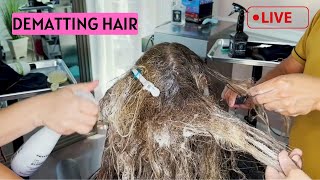 DEMATTING HAIR  Detangling Matted Natural Hair Live [upl. by Ymirej]