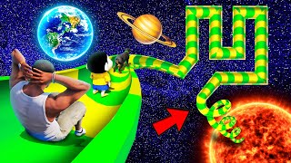 SHINCHAN AND FRANKLIN WENT TO SPACE THROUGH ROAD amp TRIED ZIGZAG SPIRAL MAZE WATER SLIDE CHALLENGE [upl. by Enyalb]