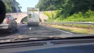 Tractor Trailer Merritt Parkway Connecticut Low Bridge [upl. by Llenhoj]