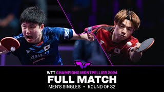 FULL MATCH  Tomokazu Harimoto vs Yukiya Uda  MS R32  WTTMontpellier 2024 [upl. by Mastat]