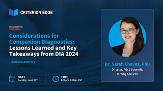 Considerations for Companion Diagnostics Lessons Learned and Key Takeaways from DIA 2024 [upl. by Grote]