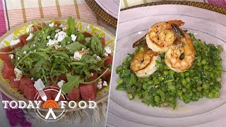 Seared shrimp and watermelon feta salad Get the recipes [upl. by Lokcin]