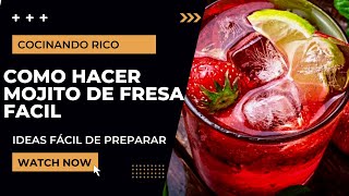 Como hacer Mojito de Fresa Fácil y Rápido  culinariord  Champagne Mojito de Fresas [upl. by Sev]