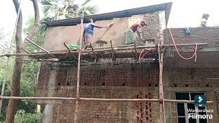 Plastering TechniquesFront RoofWall Quickly Plaster with CementBrick Handwall Plastering [upl. by Lucita]