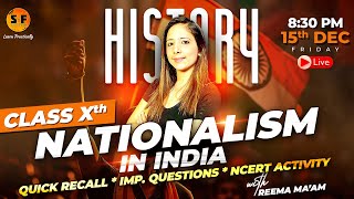 Nationalism In India History Class 10 SST  Social Science NCERT Live Board Exam with Reema Maam [upl. by Annaitat]