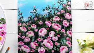 ✨Paint Roses with me🌹🎨  Acrylic Painting Tutorial for beginners [upl. by Enyak345]