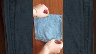 👖jeans pocket sewing idea🪡shorts sewing handmade remake upcycling [upl. by Anan196]