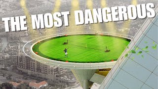 Dangerous Tennis Dubais sky court high up on a helipad [upl. by Hellah364]