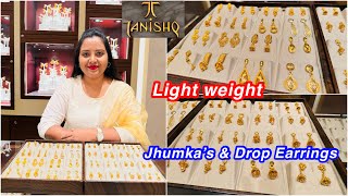 Just 2gm onwards light wt jhumka’s amp drop earrings from Tanishq  Earrings 2024 earring collection [upl. by Annirac32]