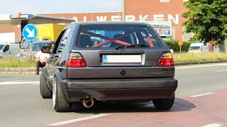 195HP VW GOLF 2 with Ibiza Cupra 6k2 Engine  Wheelspins accelerations sounds [upl. by Derman]