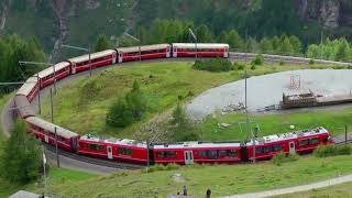 Treno del Bernina \ Bernina Express Train \ Bernina Red Train Railroad [upl. by Cinemod]