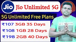 Jio unlimited 5g data plan  Jio new plans 2024  unlimited 5g data free plans [upl. by Vanden487]