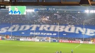 Pyro amp Choreo Arminia Bielefeld Fans at Schüco Arena  DFB Pokal Arminia Bielefeld vs FC Union 2  0 [upl. by Enael]