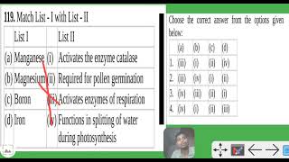 Match List  I with List  II List I List II a Manganese i Activates the enzyme catalase [upl. by Kcyrred]