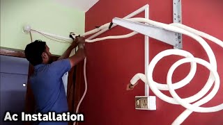 Split AC install full practical  split ac installation [upl. by Haraf]