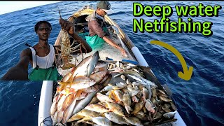 Deep water Netfishing 13 miles offcoast 🇯🇲How to catch fish with net [upl. by Yarvis]