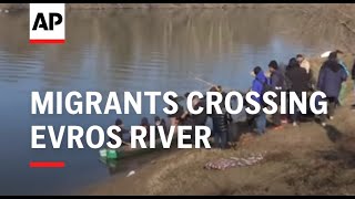 Migrants crossing Evros River at TurkeyGreece border [upl. by Halimaj]