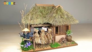 Billy Miniature Tono Thatched Roof House Kit ミニチュアキット 遠野の曲り家作り [upl. by Buna]