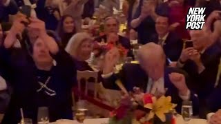 Donald Trump and Elon Musk dance to YMCA during Thanksgiving dinner [upl. by Enotna632]