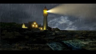 🎧 Thunderstorm At Sea Sounds and Lighthouse  Stormy Sea Ambience Wave Sounds 10 hours [upl. by Farro522]