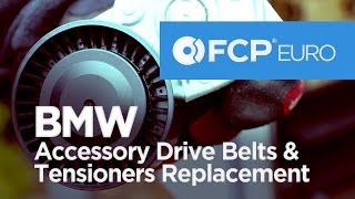 BMW Serpentine and Accessory Drive BeltsTensioners Replacement 3Series 5Series EASY DIY [upl. by Stila591]