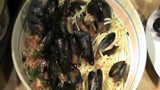 How to make steamed mussels provencal mushrooms linguini garlic sauce video recipe [upl. by Annoyek475]