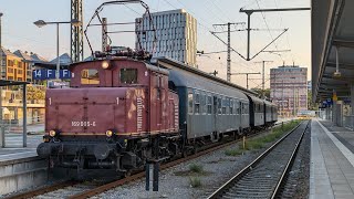 Abendliche Fahrt des Vatertagesexpress mit einer E69 von Prien am Chiemsee in München Ost [upl. by Bartie]