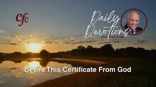 September 18  Daily Devotion  Desire This Certificate From God  Zac Poonen [upl. by Nilhtac955]