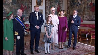 Carl Gustaf Victoria Estelle en co verwelkomen WillemAlexander en Máxima [upl. by Fidelio]