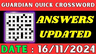 Guardian Quick Crossword Answers Today November 16  Solved Quick crossword No 17015 [upl. by Dona520]